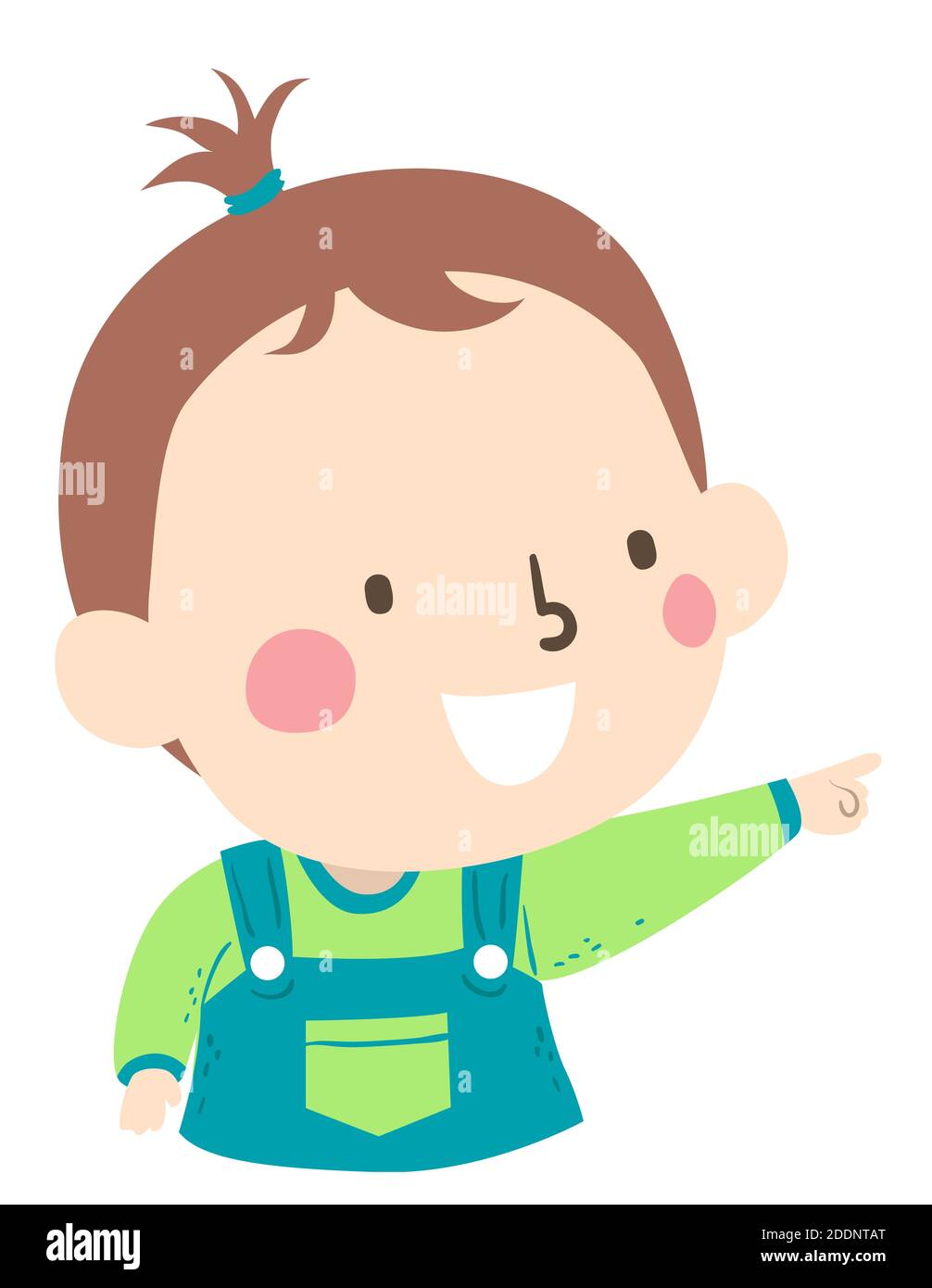 Illustration eines Kid Boy Kleinkind zeigt auf etwas mit Zeigefinger Stockfoto