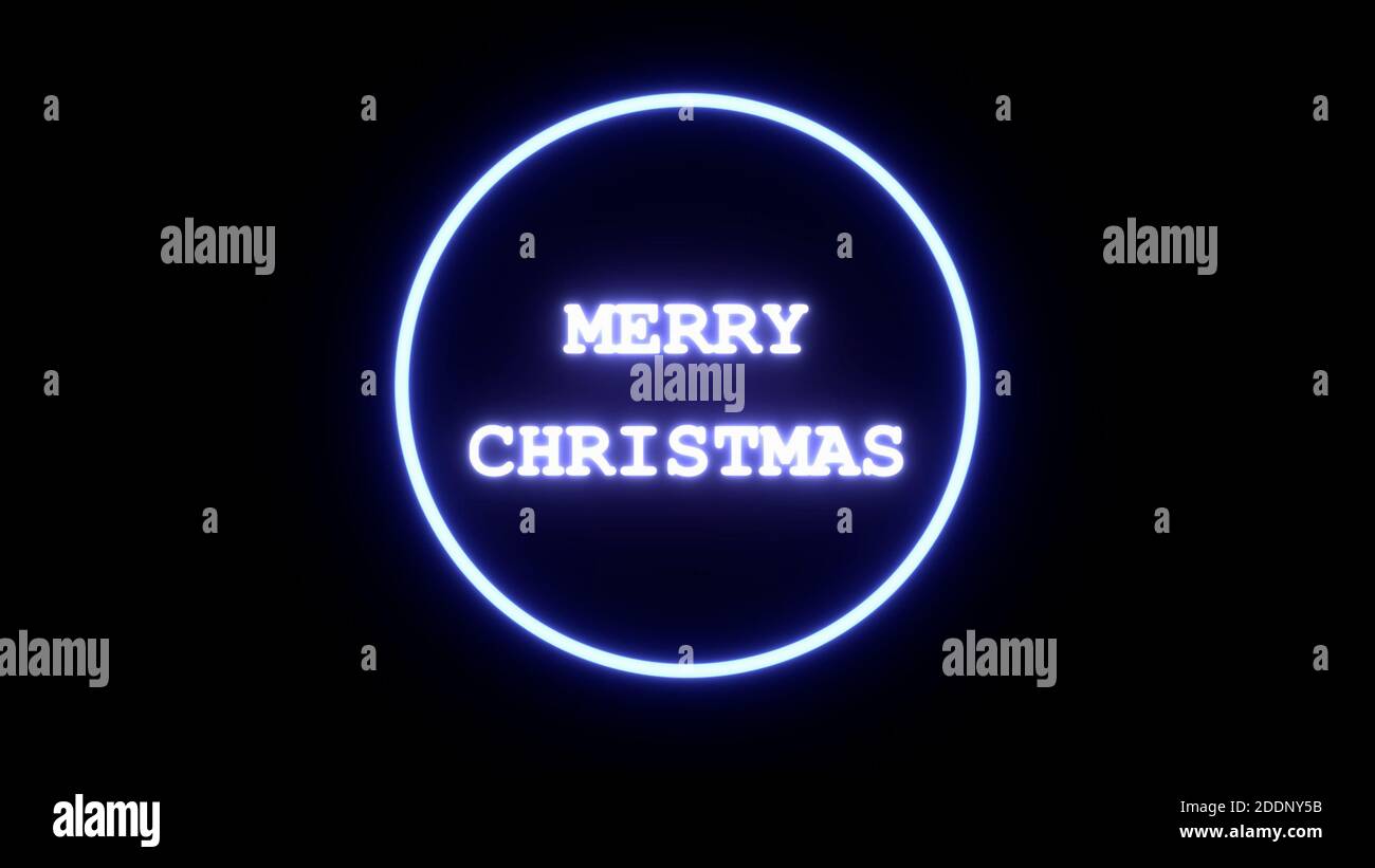 Weihnachtsthema, Frohe Weihnachten 3D Text mit schönen glühenden Licht, 4K hohe Qualität, 3D-Render Stockfoto
