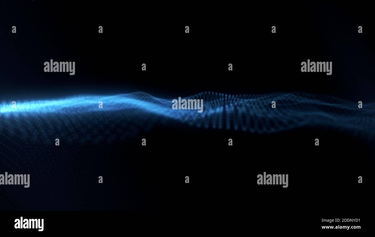 Abstract dynamische digitale Partikelwellen-Muster mit leuchtenden Lichteffekt, abstrakter Hintergrund, Technologie und Business-Präsentation Hintergrund.4k Stockfoto