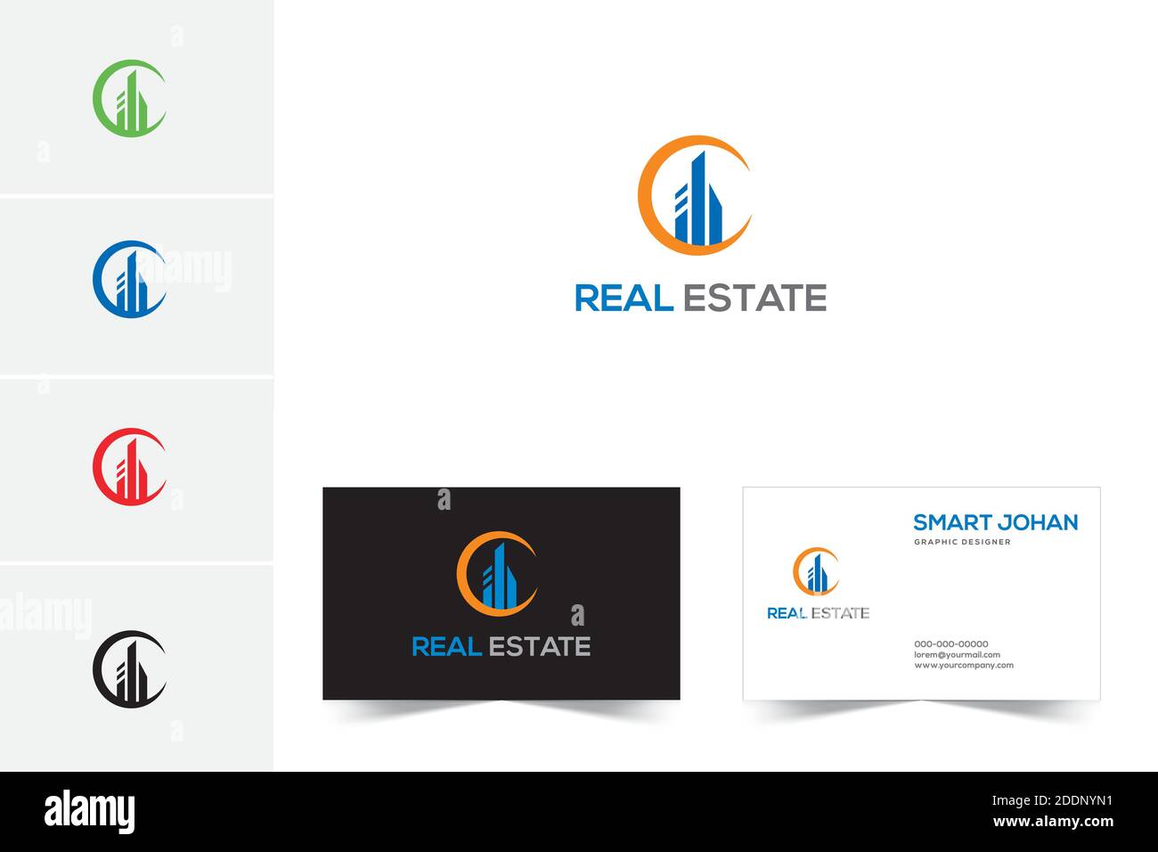 Immobilienlogo und Visitenkartenvektor Stock Vektor