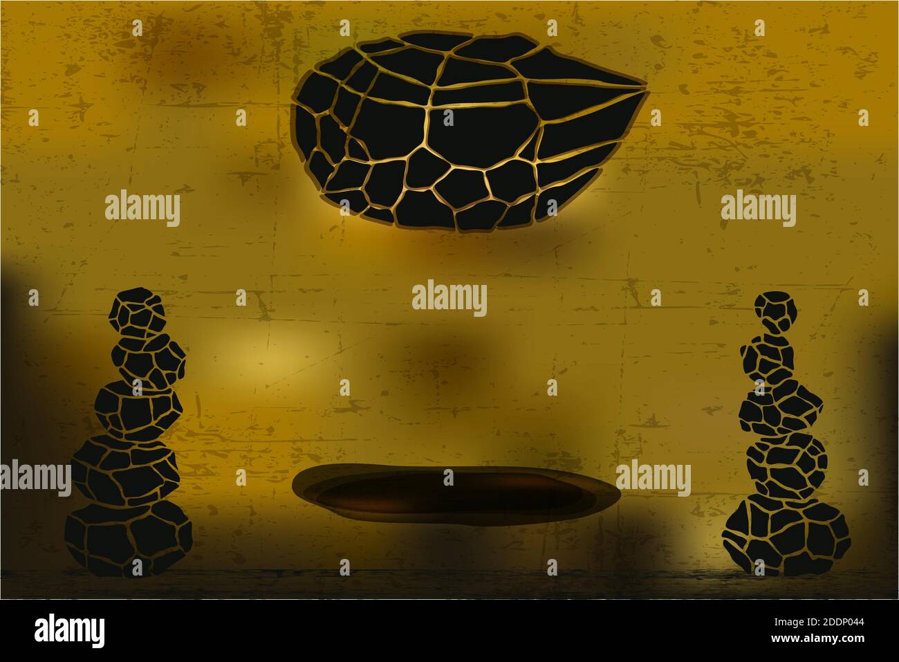 Verträumt Grunge dekorativ zen Konzept Straße Wand Textur Hintergrund Vektor Kunst-Design mit gemusterten Steinen einfachen Farbwechsel Stockfoto