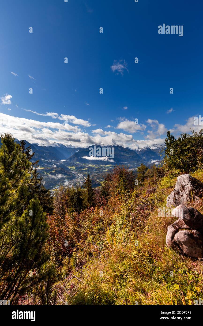 Herbst im Watzmann im Berchtesgadener Land, Bayern, Deutschland. Stockfoto