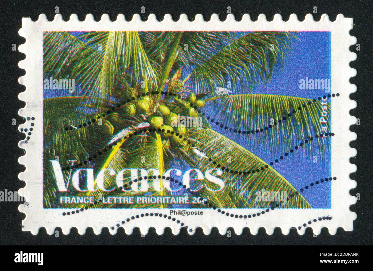 FRANKREICH - UM 2008: Briefmarke gedruckt von Frankreich, zeigt Palme, um 2008 Stockfoto