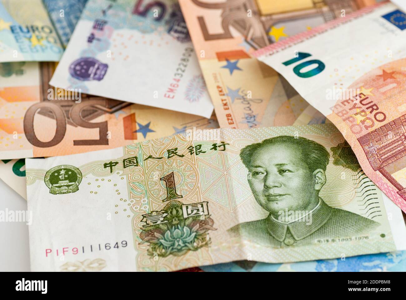 Euro und chinesischer Renminbi Yuan Eingangsbeleg Handel Exchange-Konzept Stockfoto