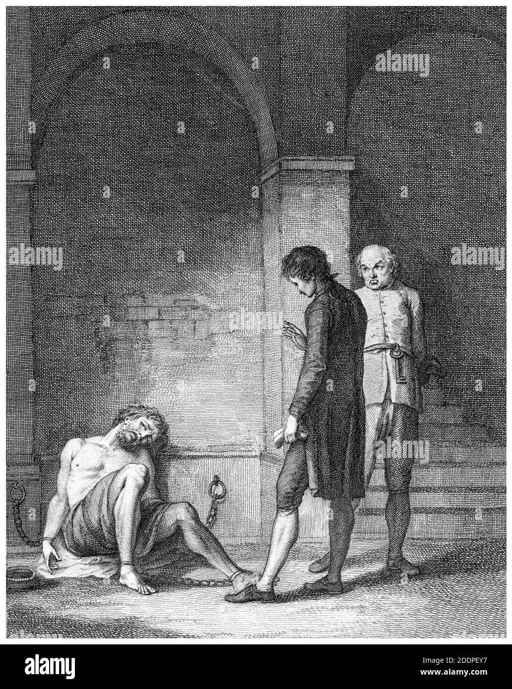 John Howard (1726-1790) besucht ein Gefängnis, Stich von Francesco Bartolozzi, 1780 Stockfoto