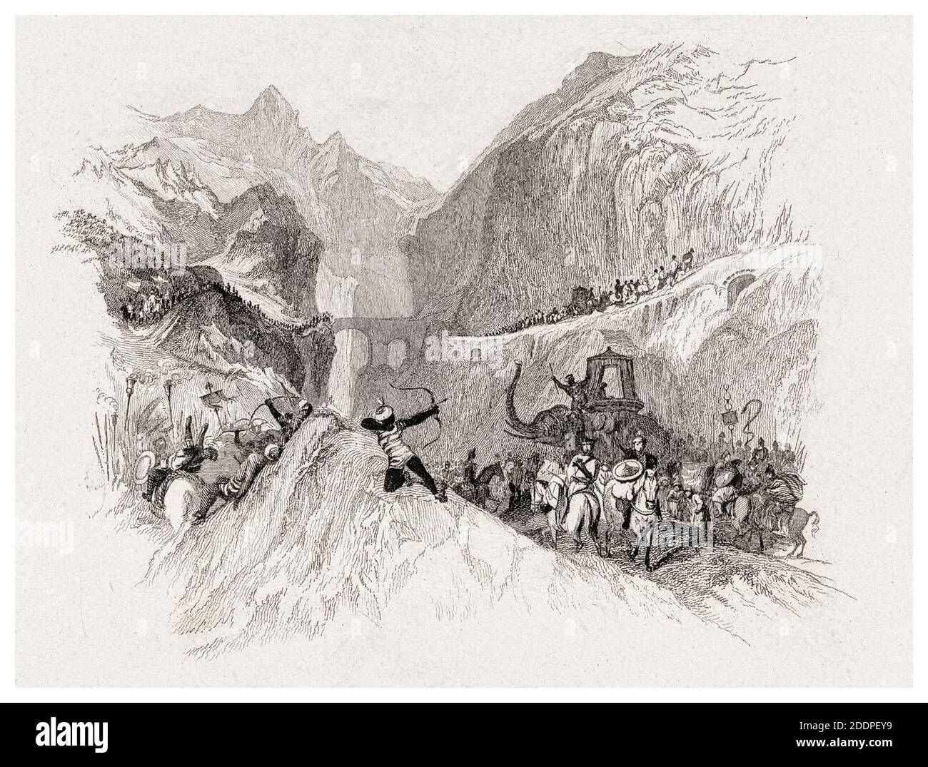 Hannibal vorbei an den Alpen, Stich von WR Smith nach JMW Turner, 1830 Stockfoto