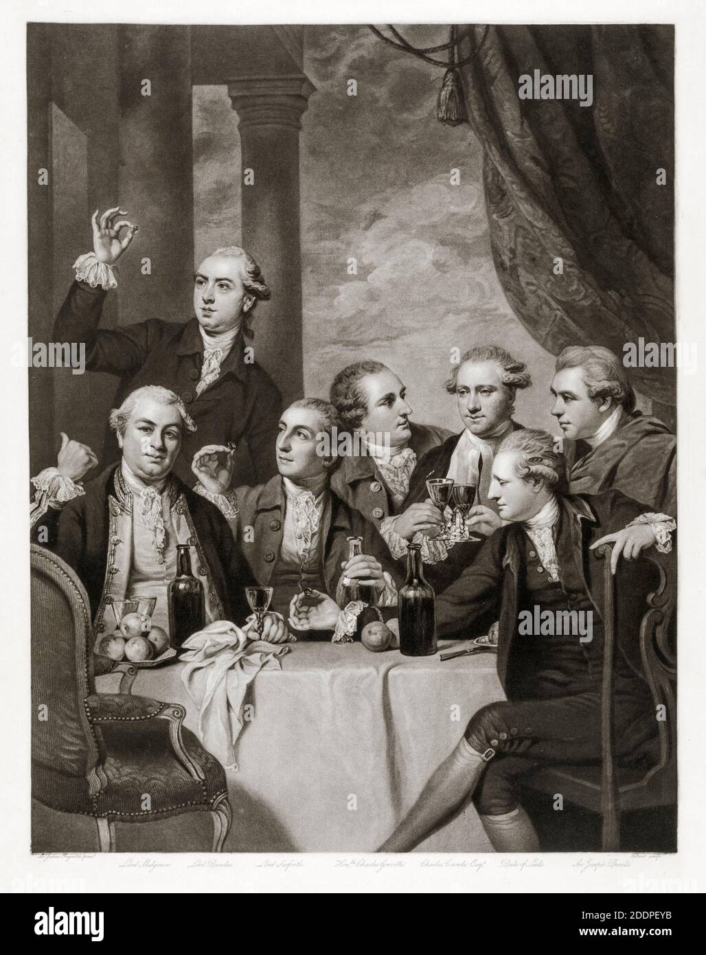 The Dilettanti Society (Society of Dilettanti, gegründet 1734), Druck von Charles Turner nach Sir Joshua Reynolds, 1800-1820 Stockfoto