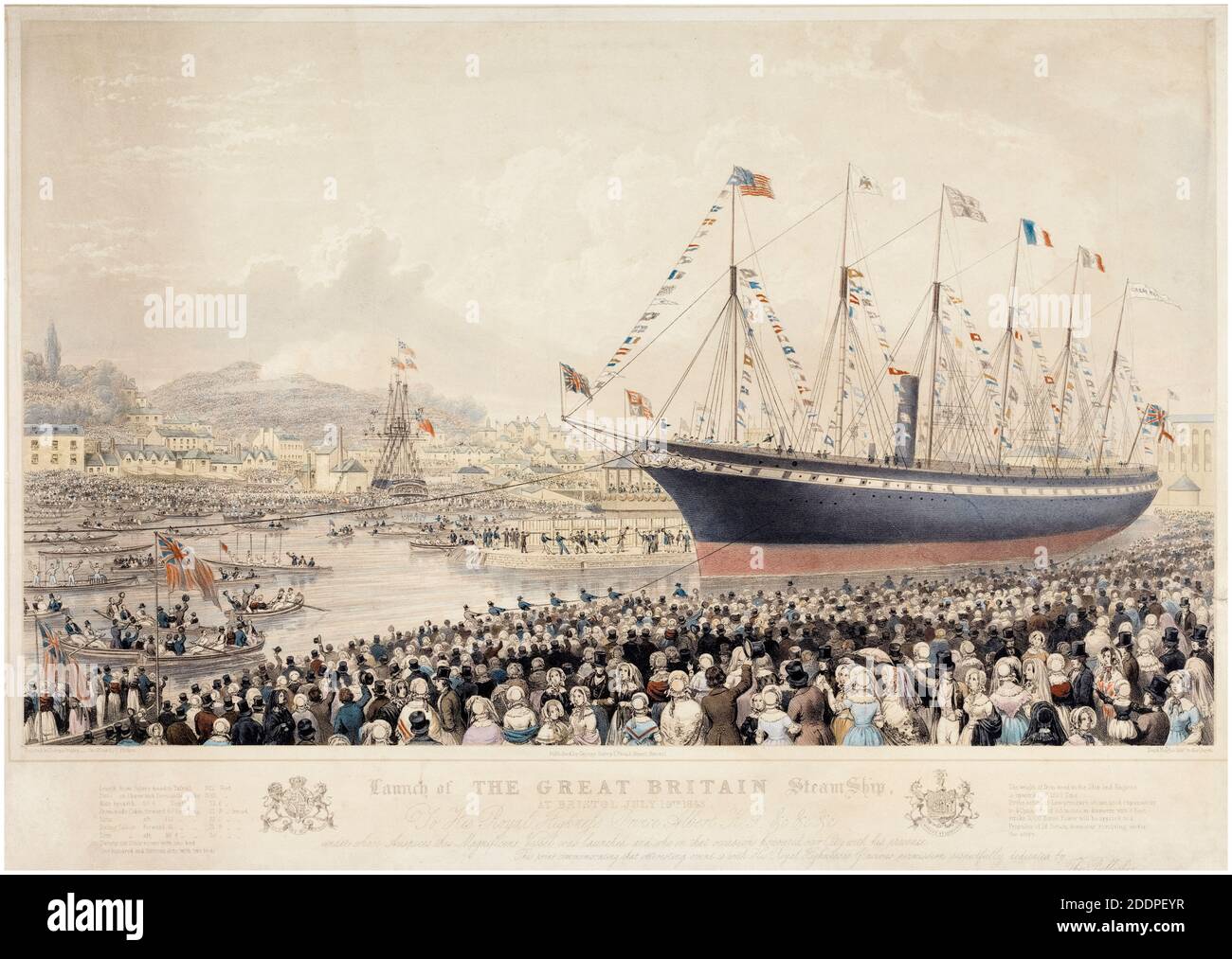 Der Start der SS Großbritannien, Eisendampfschiff in Bristol am 19.. Juli 1843, Druck von Thomas Picken nach Joseph Walter, 1846 Stockfoto