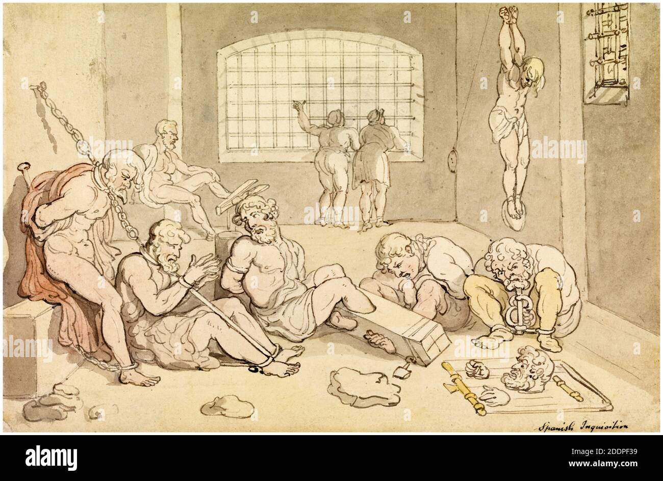 Die spanische Inquisition, Zeichnung von Thomas Rowlandson, vor 1827 Stockfoto