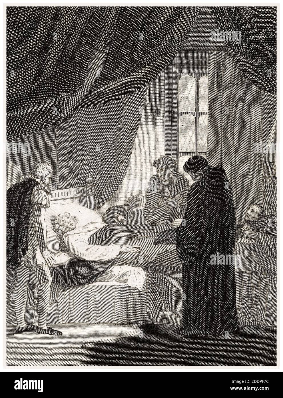 Der Tod von Kardinal Wolsey (Thomas Wolsey, 1473-1530) am 29. November 1530, Stich von Philip Audinet nach Robert Smirke, 1811 Stockfoto