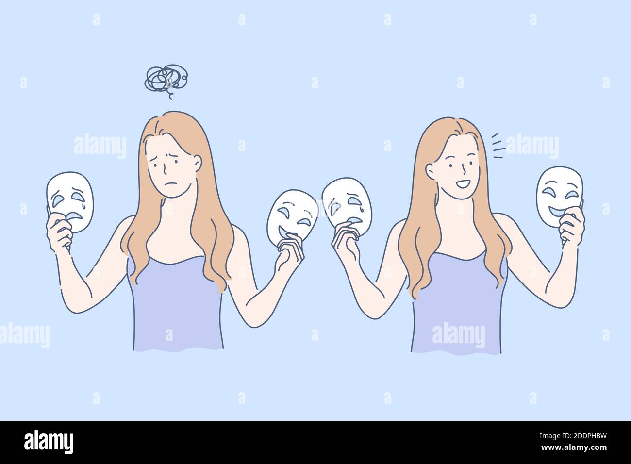 Sad depression mask emotion disguise kaufen Alamy