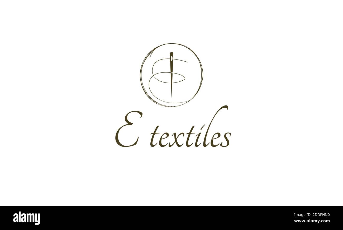 E Textil- und Bekleidungslogo Nadel Symbol oder Logo - vektor Nähen Symbol oder Element für Design Stock Vektor