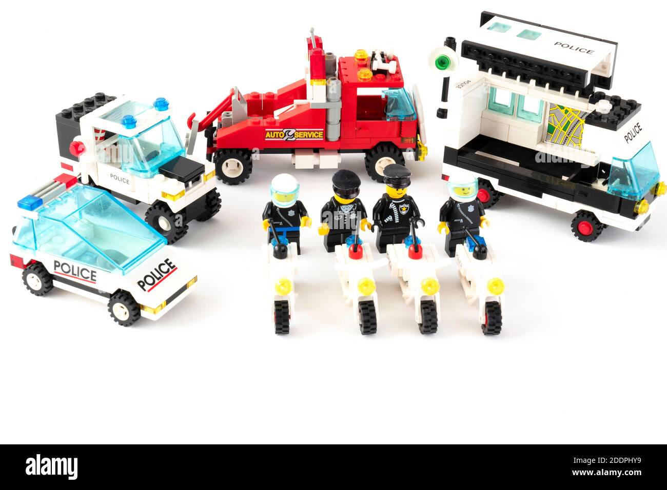 Vintage Lego Set mit den Rettungsdiensten aus den 1990er Jahren. Stockfoto