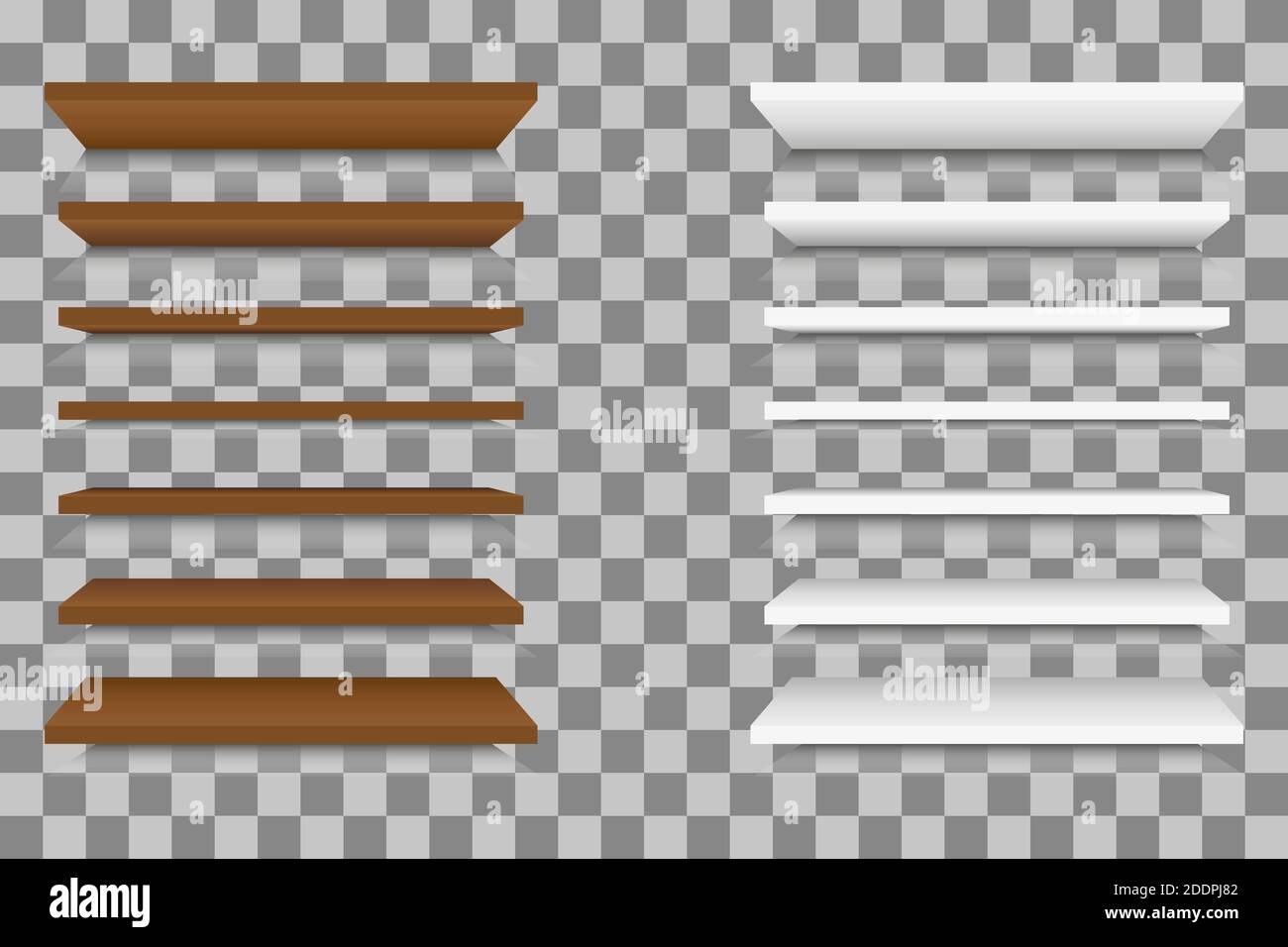 Leeres Regal für eine Box für Stände für den Laden, Werbung Merchandising. Leere 3D-Vitrine im Mockup-Stil für die Inneneinrichtung. Bücherregal, Geschäft auf isol Stock Vektor