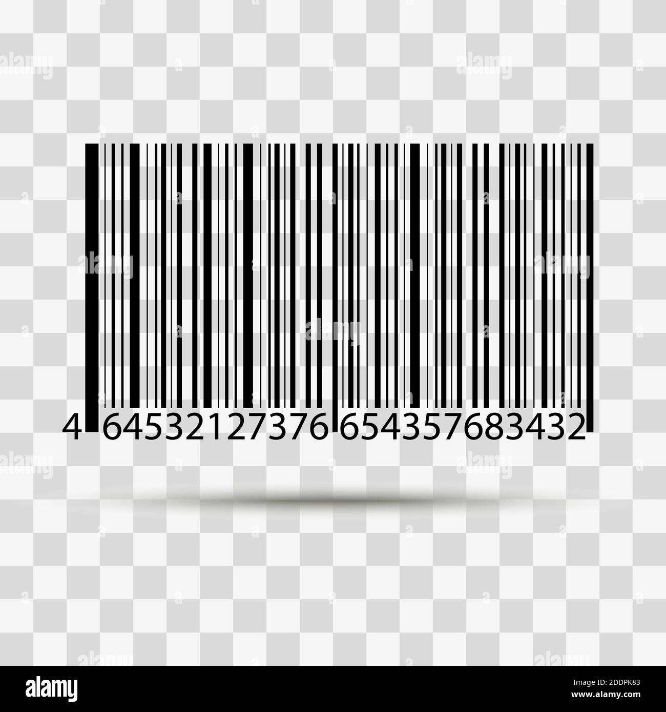 Realistisches Barcode-Symbol mit Zahlen und parallelen Linien. Isoliert auf transparentem Hintergrund. Vektorgrafik Stock Vektor