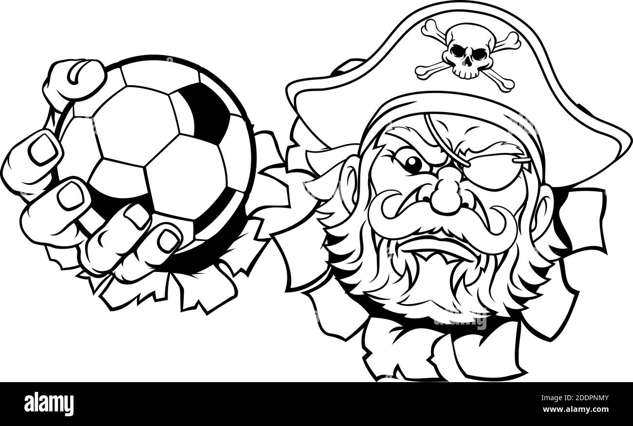 Pirate Fußball Fußball Ball Sport Maskottchen Cartoon Stock Vektor