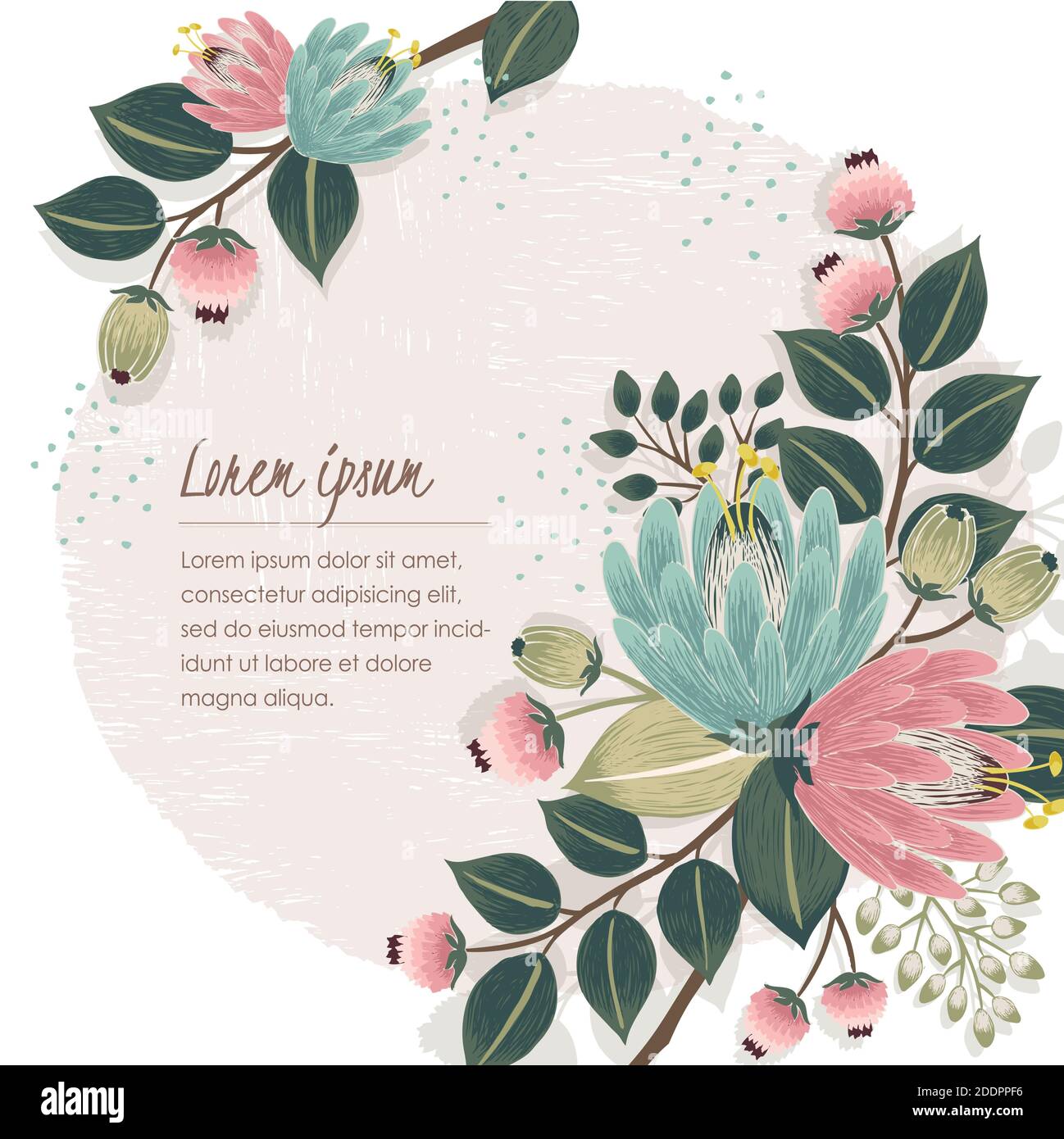 Vektor-Illustration eines floralen Rahmens im Frühjahr. Design für Hochzeit, Jubiläum, Geburtstag und Party-Einladung Stock Vektor