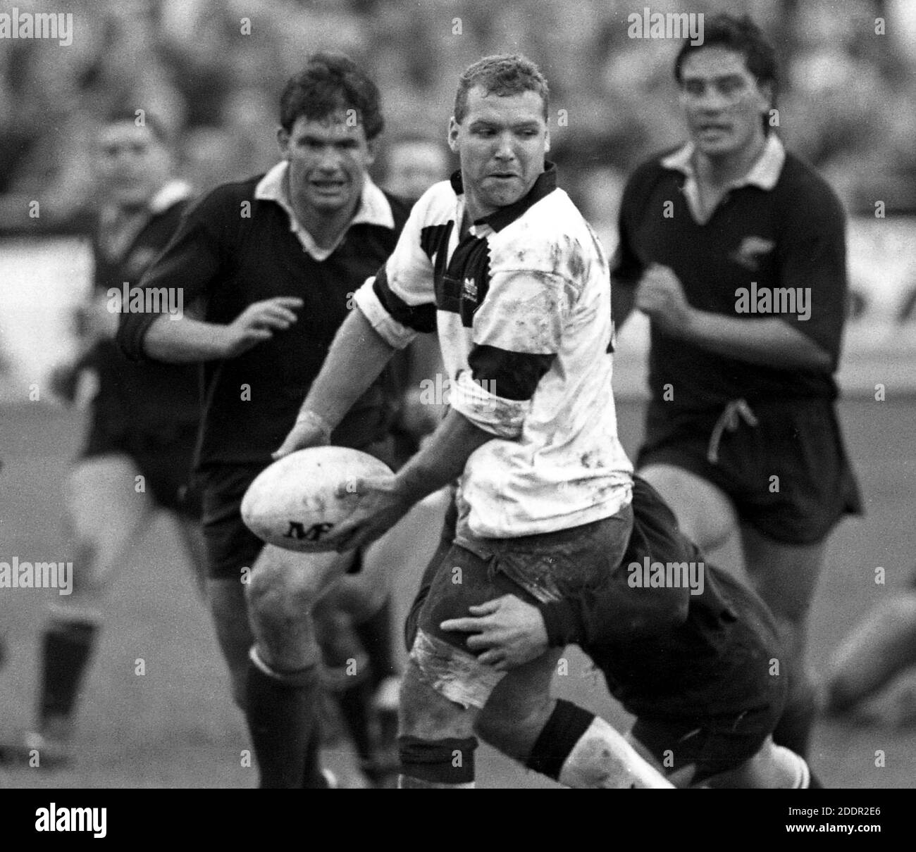 25. Oktober 1989 Rugby Union Neath gegen die All Blacks, die Gnoll, Neath, Wales. Matxch Action vor 12,000 Fans. Foto von Tony Henshaw Stockfoto