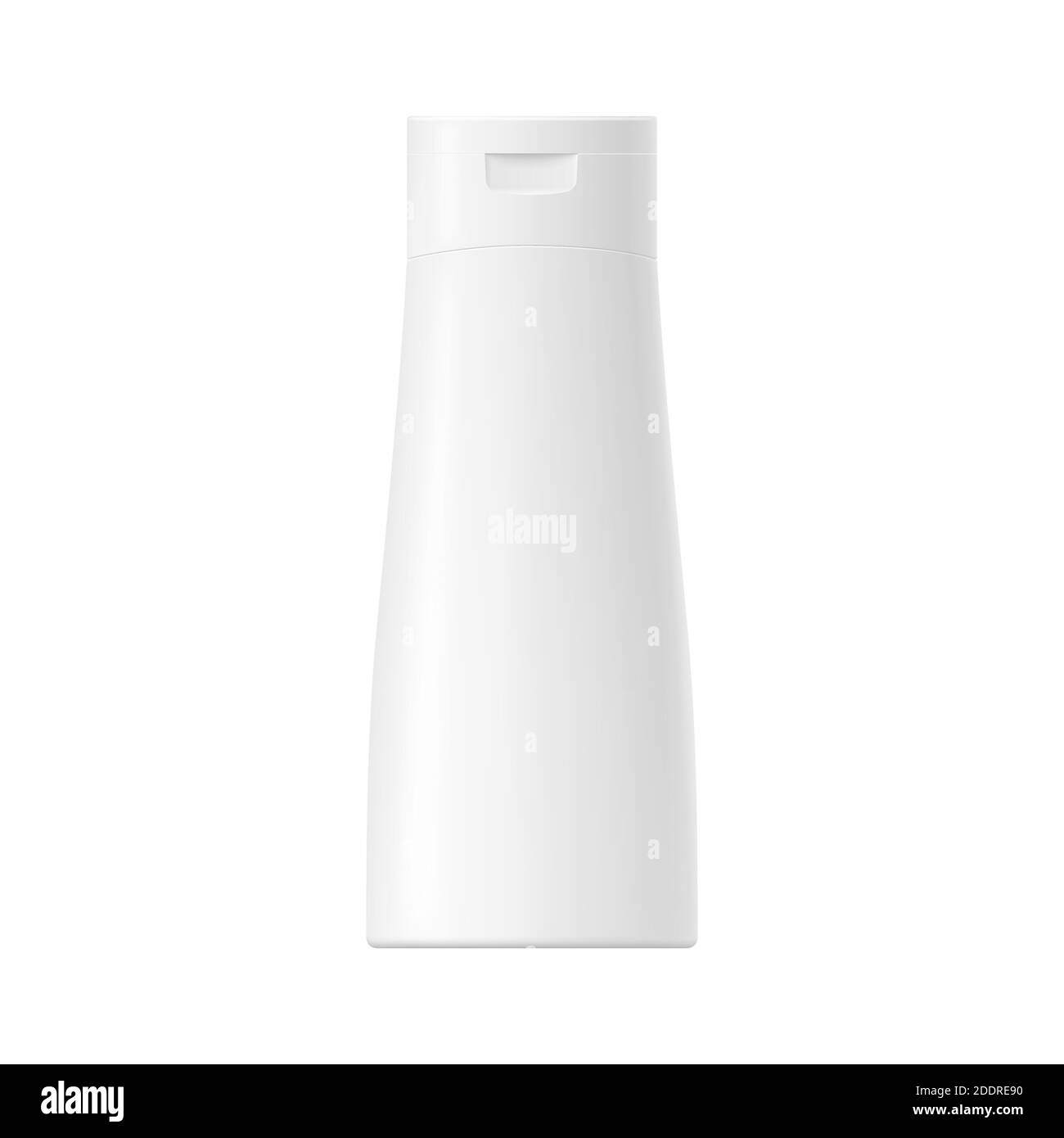 Realistisches Modell eines Pakets. Vector weiße glänzende Plastikflasche mit Kappe für Shampoo, Kosmetik, Körpercreme, Hautpflege, Gel, Lotion und andere. Fron Stock Vektor