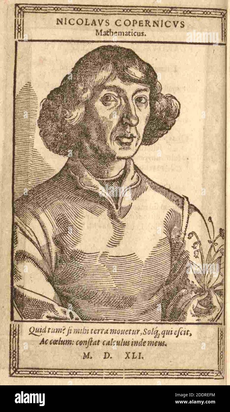 Kopernikus, Nikolaus - Reusner 1578 - lateinischer Text. Stockfoto