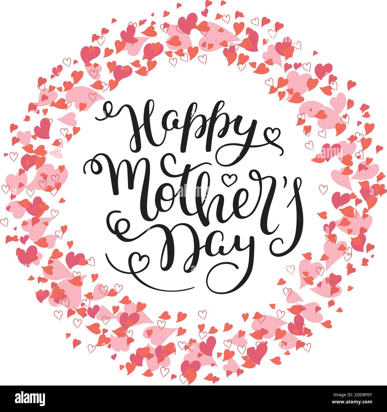 Hand Lettering Happy Mother S Day Mit Herzen Vorlage Grusskarte Poster Stock Vektorgrafik Alamy