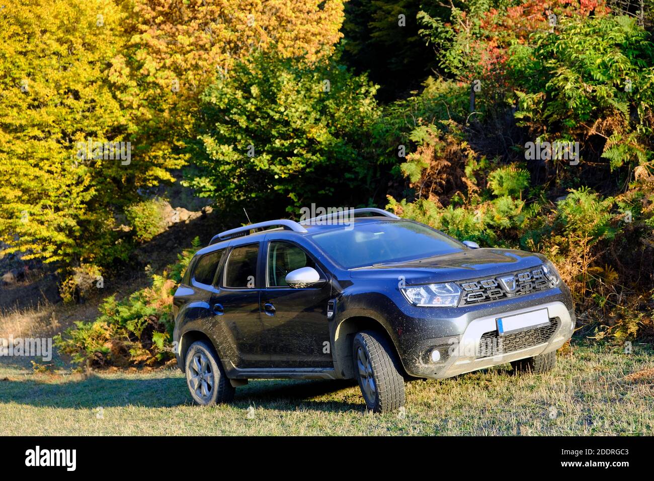 Dacia Staubwedel und faszinierende Herbstfarben in der Stadt şavşat Meydancık Bezirk artvin türkei Stockfoto