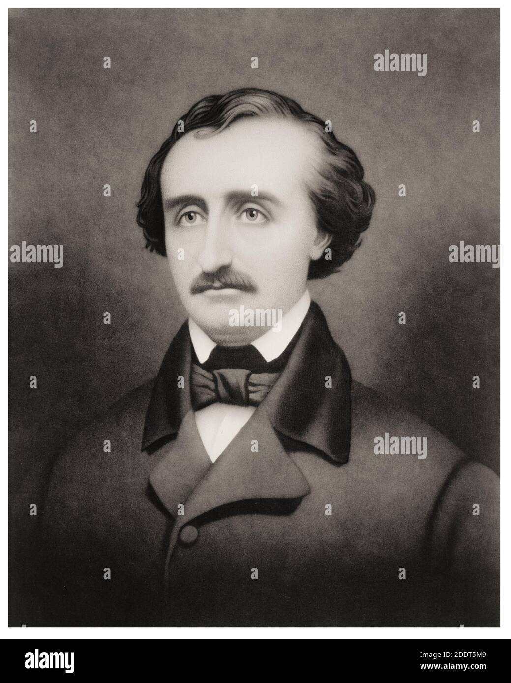 Edgar Allan Poe, Kopf-Schultern-Porträt, nach vorne. Von William Sartain. 1896 Edgar Allan Poe (1809 – 1849) war ein amerikanischer Schriftsteller, Dichter, Edito Stockfoto