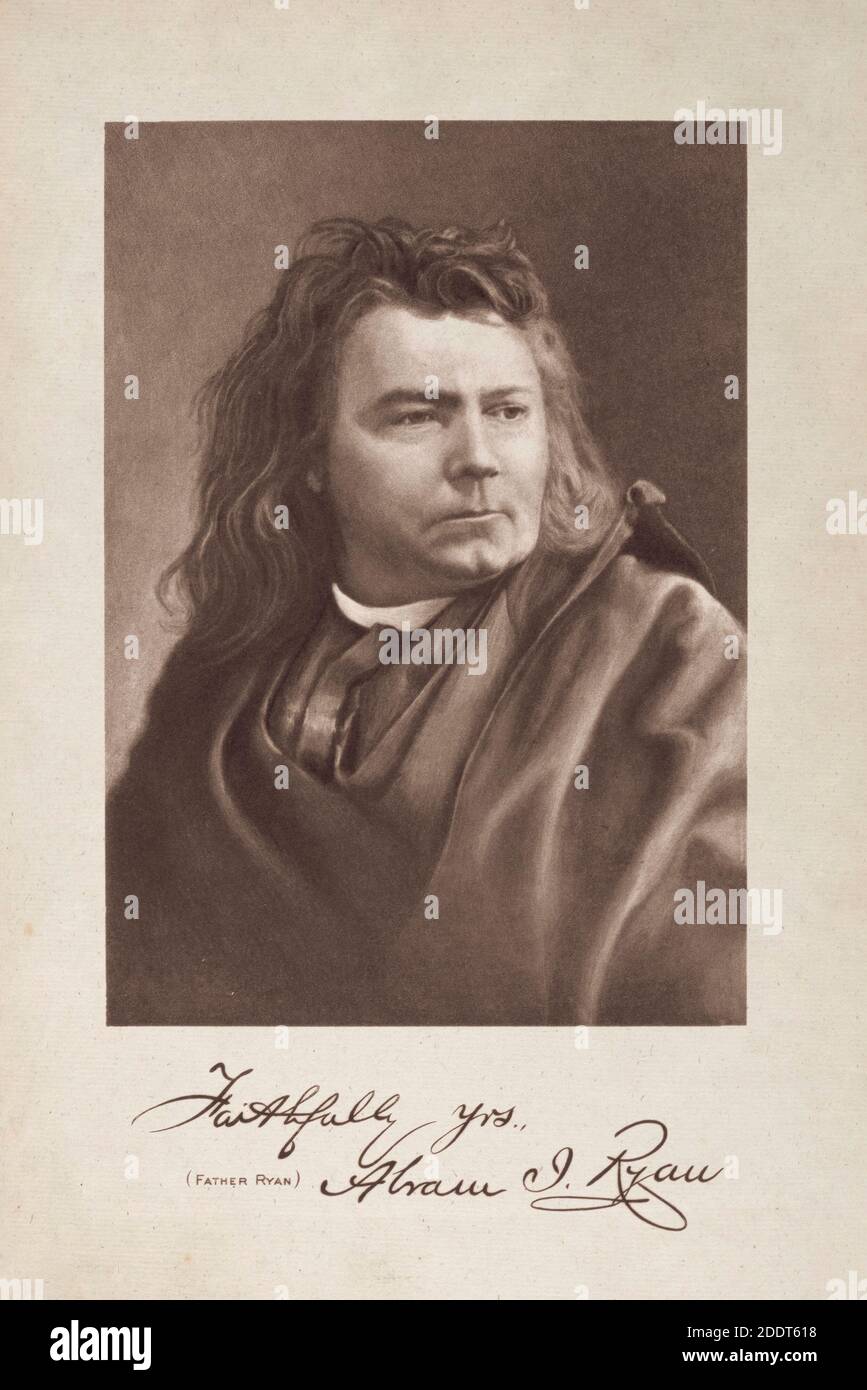 Gravur von Abram Joseph Ryan. Abram Joseph Ryan (1838 – 1886) war ein amerikanischer Dichter, ein aktiver Befürworter der Konföderierten Staaten von Amerika, und ein Stockfoto