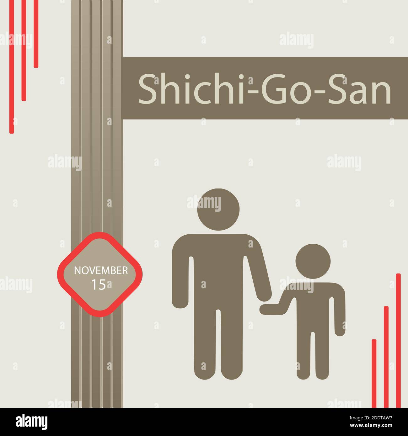 Shichi-Go-San ist ein traditionelles Ritual der Passage und Festival Tag in Japan für drei- und sieben-jährige Mädchen und fünf-jährige Jungen, die jährlich auf statt Stock Vektor