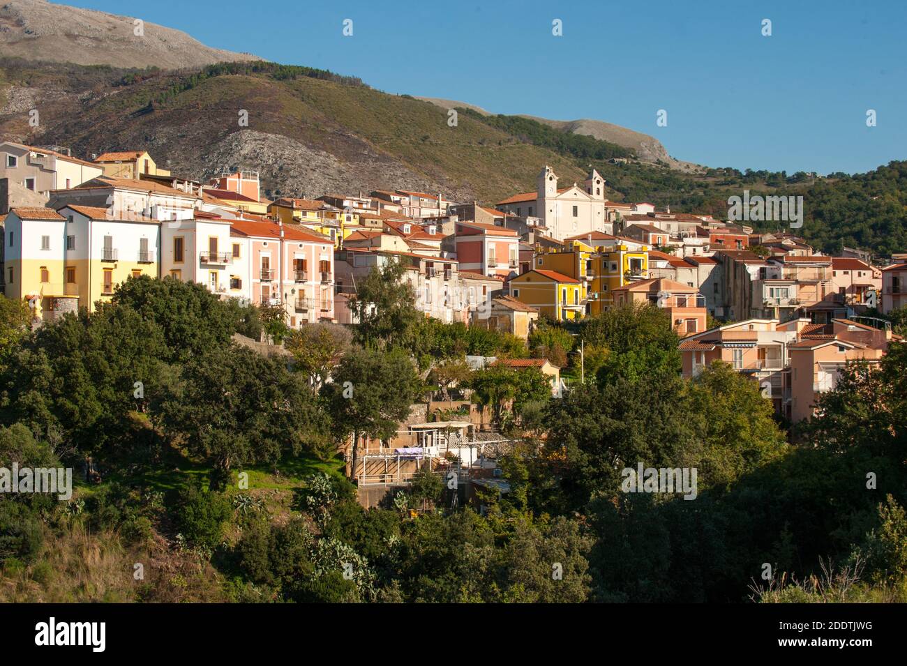 Blick auf San Nicola Arcella, Provinz Cosenza, Kalabrien Stockfoto