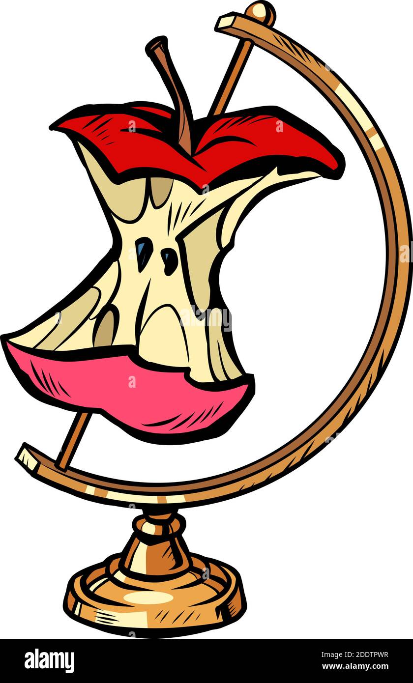 Globe international Apfelkern, Lebensmittelverschwendung Stock Vektor