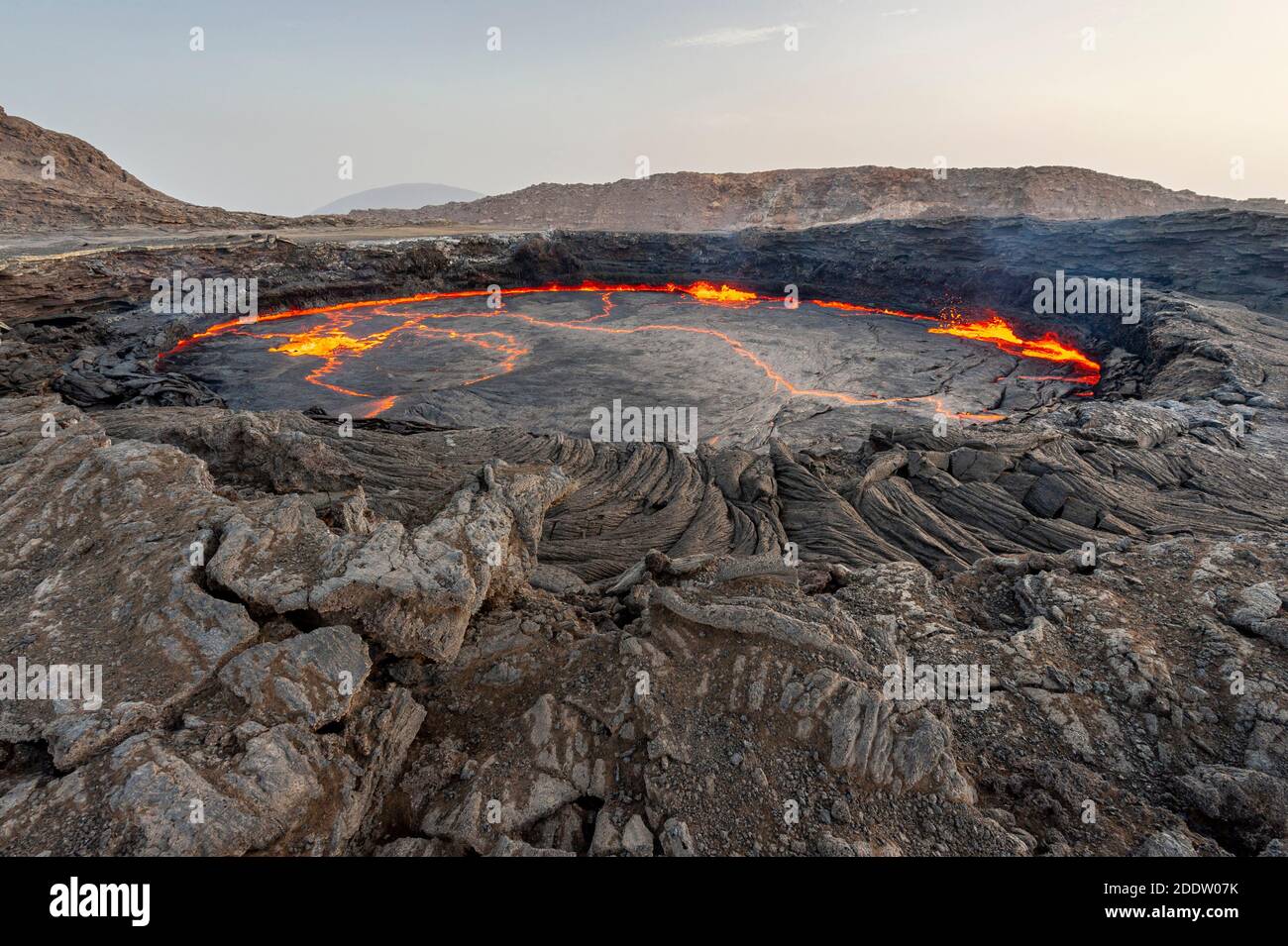 Erta Ale kontinuierlich aktiven basaltischen Schild Vulkan in der Ferne Region Nord-Äthiopien Stockfoto