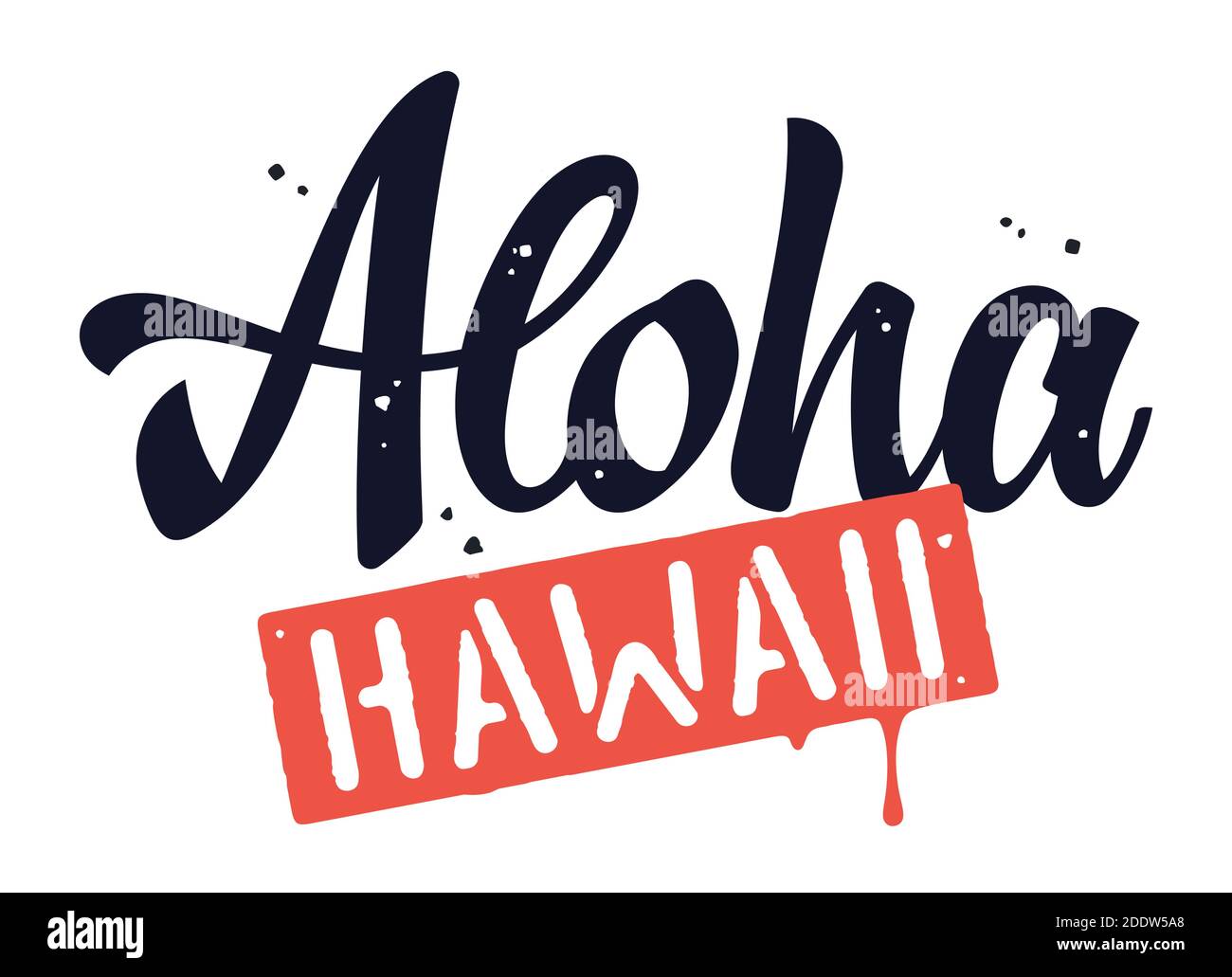 Aloha Hawaii T-Shirt-Druck. Hawaiianische Sprache Gruß Typografie. Vektor Stock Vektor