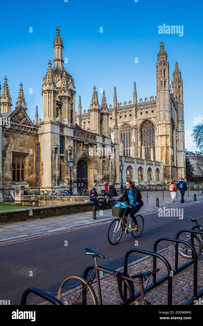 Cambridge Kings Parade im historischen Zentrum von Cambridge. Kings Parade vor dem Kings College Cambridge. Stockfoto