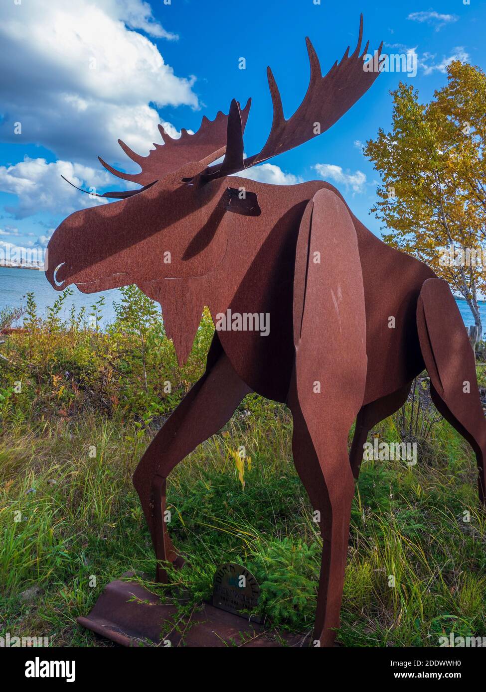 Marvin the Moose, Dr. Shula F. Giddens Memorial Park, De Tour Botanic Gardens, De Tour Village, Upper Peninsula, Michigan. Stockfoto