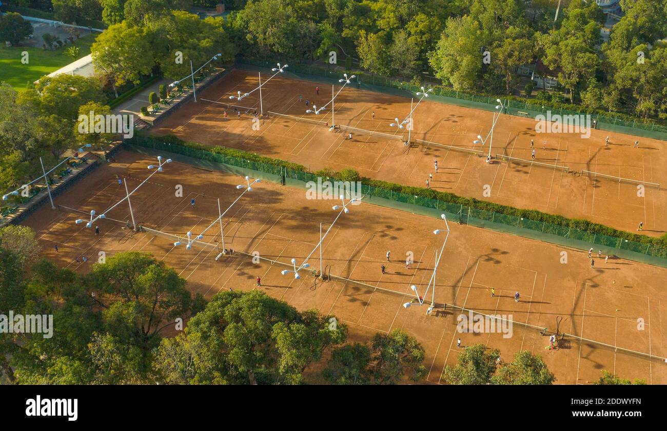 Tennisplätze, Club Mundet, Polanco, Mexiko-Stadt, Mexiko Stockfoto