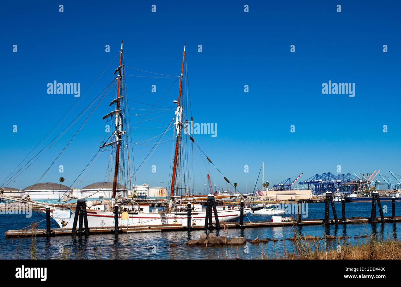 Bild der Irving Johnson - EINE zweimastigen Brigantine Betrieben vom Los Angeles Maritime Institute im Hafen Von Los Angeles in San Pedro Kalifornien Stockfoto