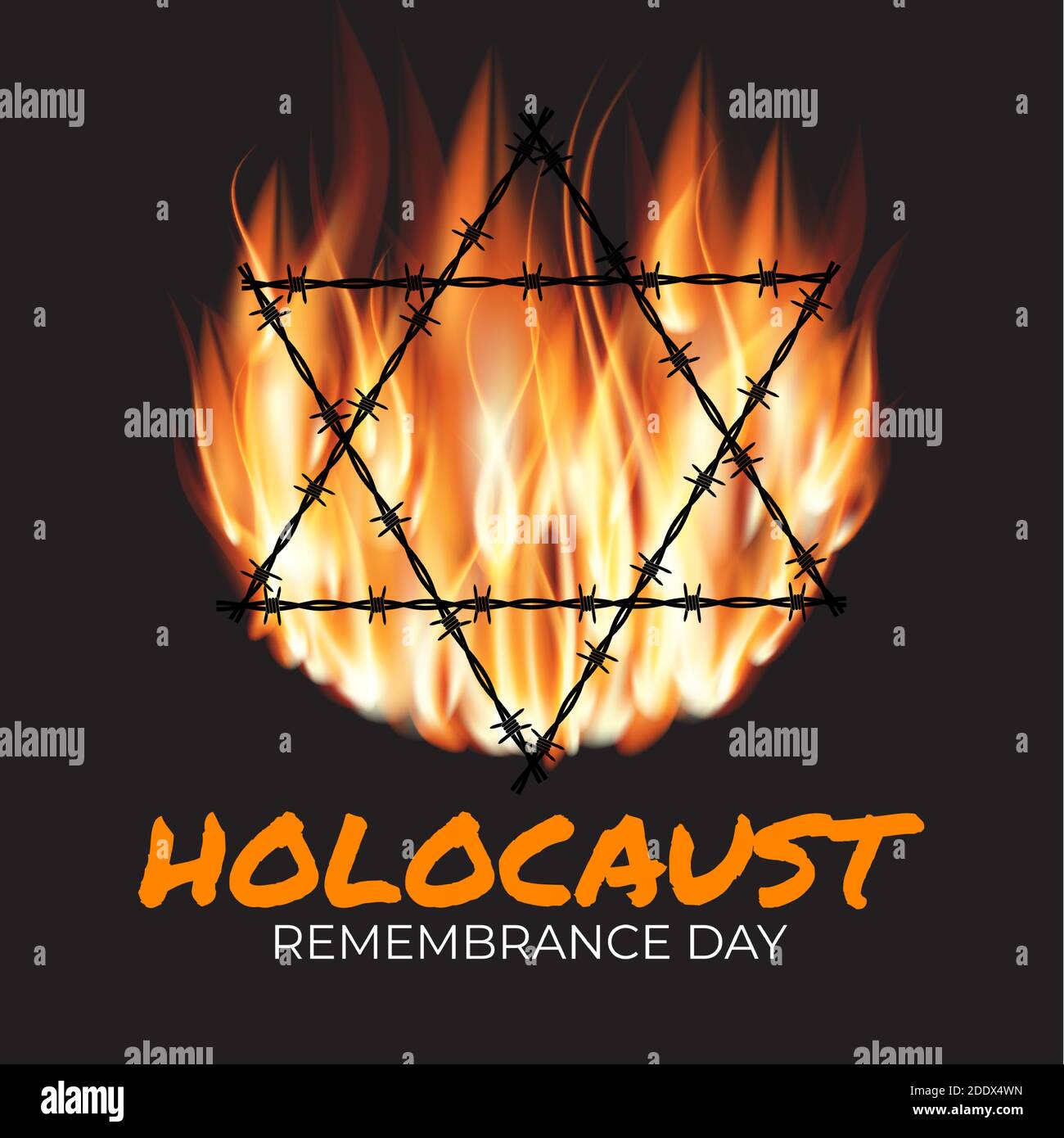 Hintergrund des internationalen Holocaust-Gedenktages. Vektorgrafik EPS10 Stock Vektor
