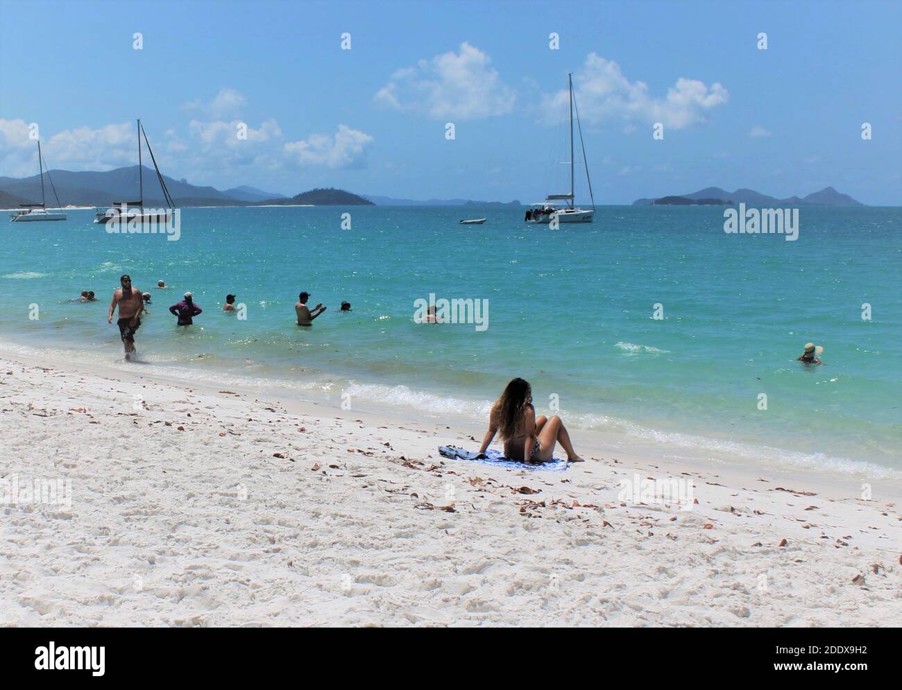 Leben im Freien in Australien, Whitehaven Beach auf Whitsunday Island, Queensland, Australien. Stockfoto
