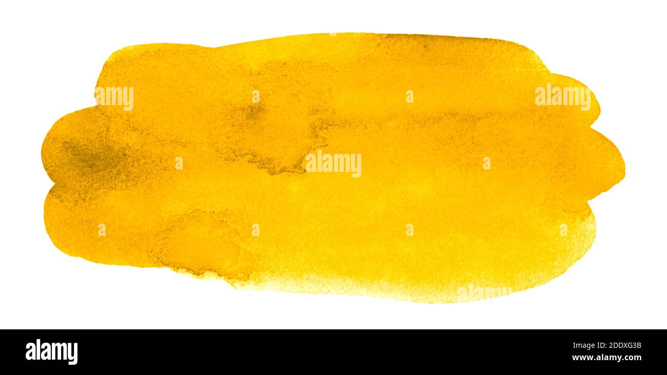 Gelbes Aquarell. Trendige Vintage-Gemälde für Design und Dekoration. Rahmen mit Kopierbereich. Stockfoto