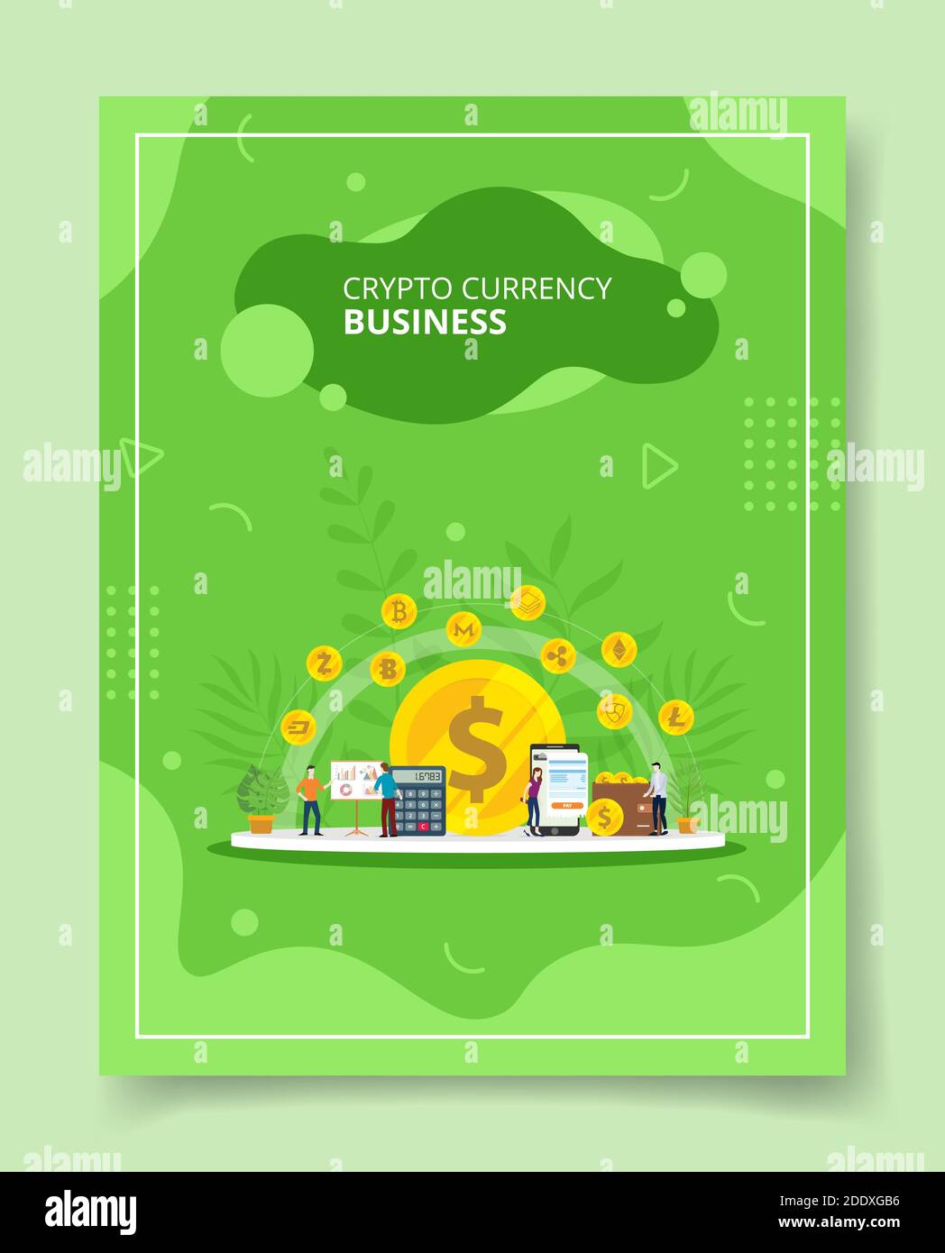 Krypto Währung Geschäftsleute stehen um Bitcoin-Rechner Smartphone  Brieftasche Chart Board für Vorlage von Bannern, Flyer, Bücher Cover  Stock-Vektorgrafik - Alamy