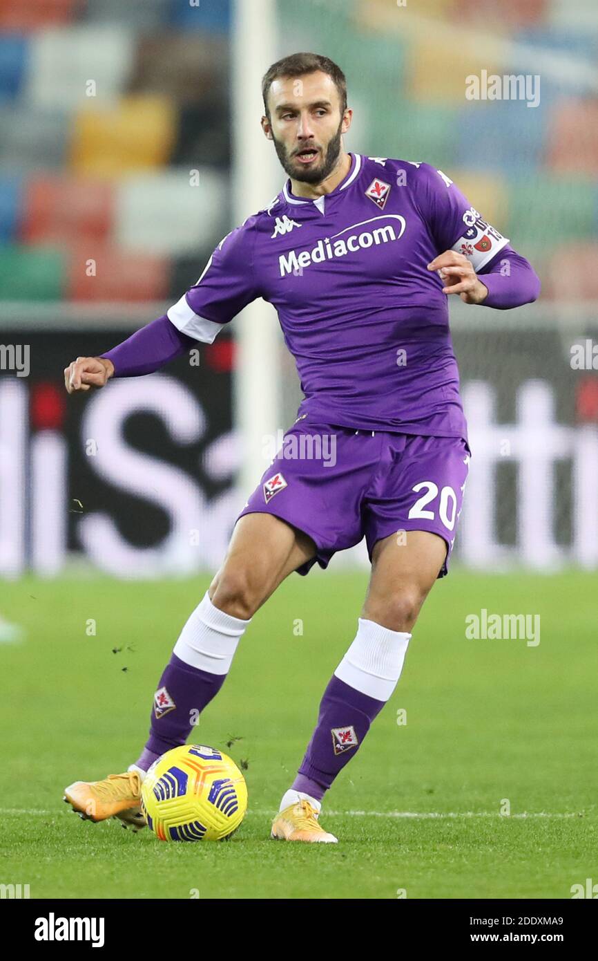 Fiorentinas deutsche Pezzella im Einsatz während der italienischen Coppa Italia Fußballspiel Udinese Calcio gegen AC Fiorentina im Friaul / LM Stockfoto