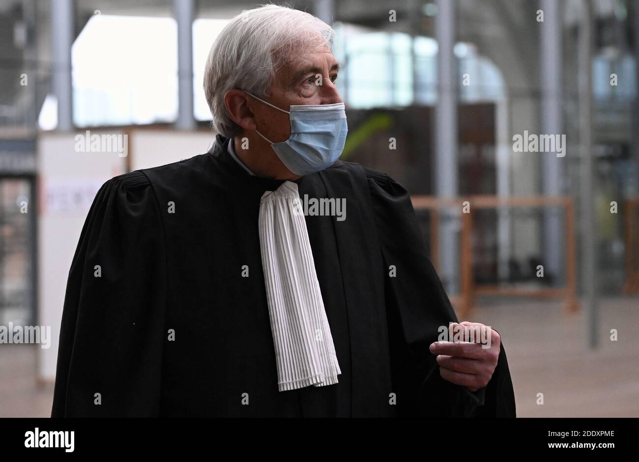 Rechtsanwalt Georges-Henri Beauthier während der Beginn des Prozesses gegen vier Personen, darunter ein belgisches Paar mit iranischer Herkunft (Amir S. und seine Stockfoto