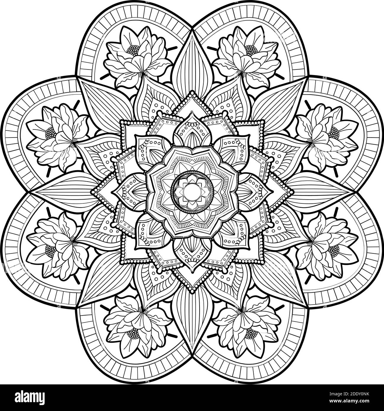 Zentangle Mandala zum Ausmalen Seite Stockfotografie - Alamy