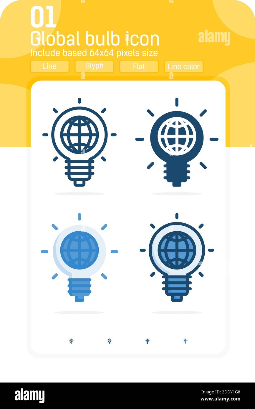 Globales Leuchtensymbol mit hochwertigem mehrfachem Stil isoliert auf weißem Hintergrund. Vektor-Illustration blub Zeichen Symbol Icon Konzept für Business, ui, ux Stock Vektor