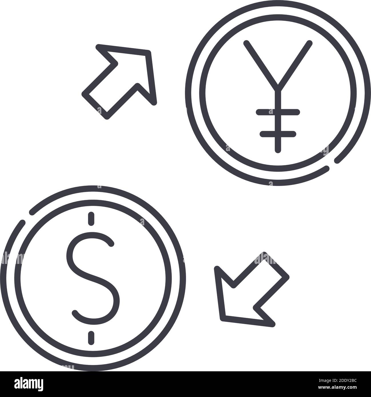 Devisensymbol, lineare isolierte Illustration, dünner Linienvektor, Webdesign-Zeichen, Umrisskonzept-Symbol mit bearbeitbarer Kontur auf weiß Stock Vektor