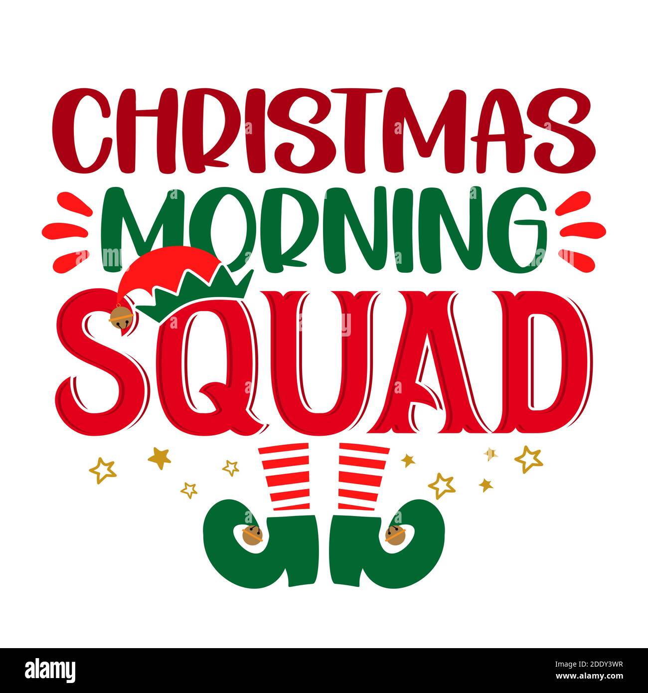 Christmas Morning Squad - Ausdruck für Weihnachten Familie Kleidung oder hässlichen Pullover. Handgezeichnete Schriftzüge für Weihnachtskarten, Einladungen. Gut für T- Stock Vektor