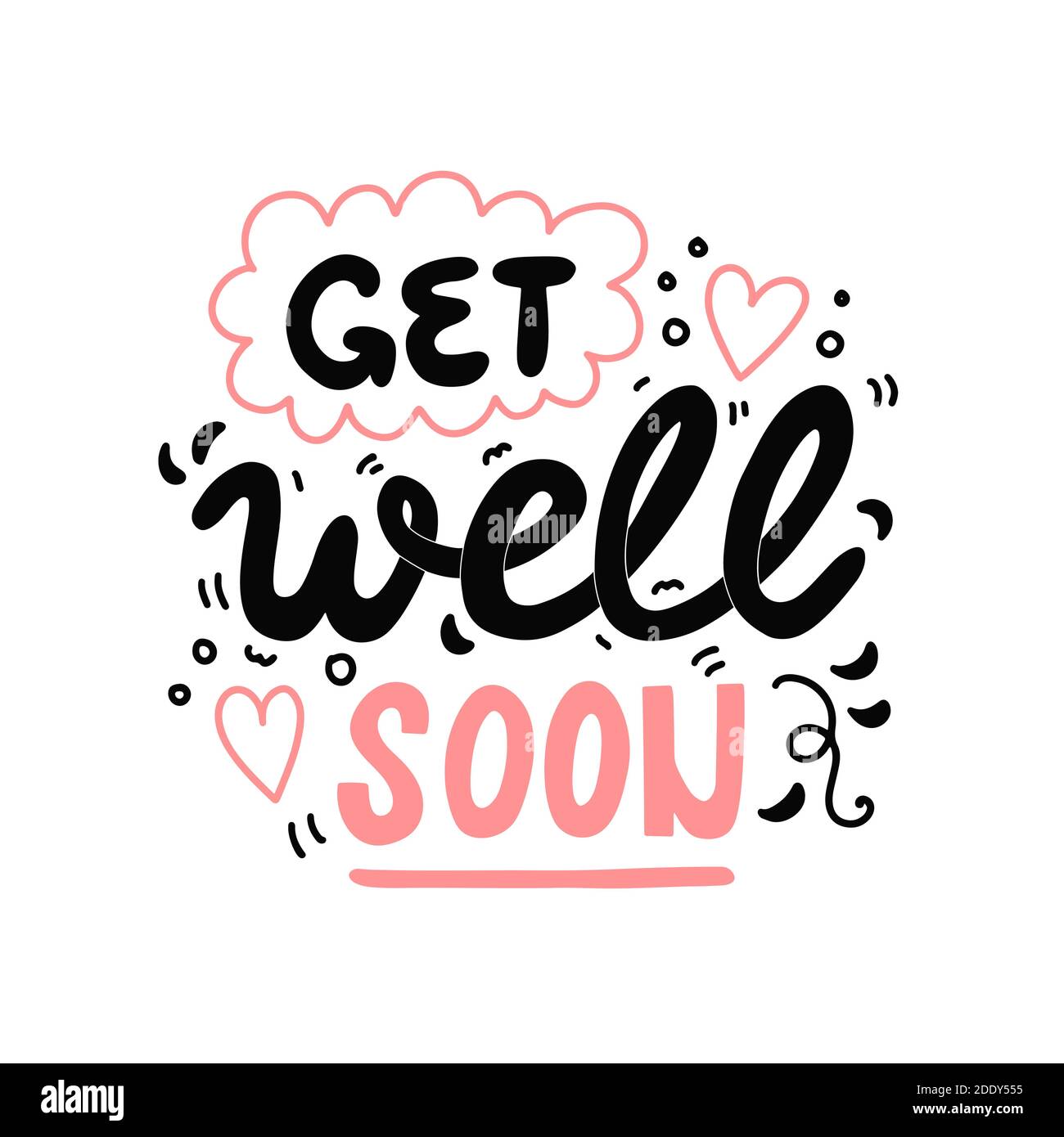 Get Well Soon, Vektor handgezeichneten Schriftzug Stock Vektor