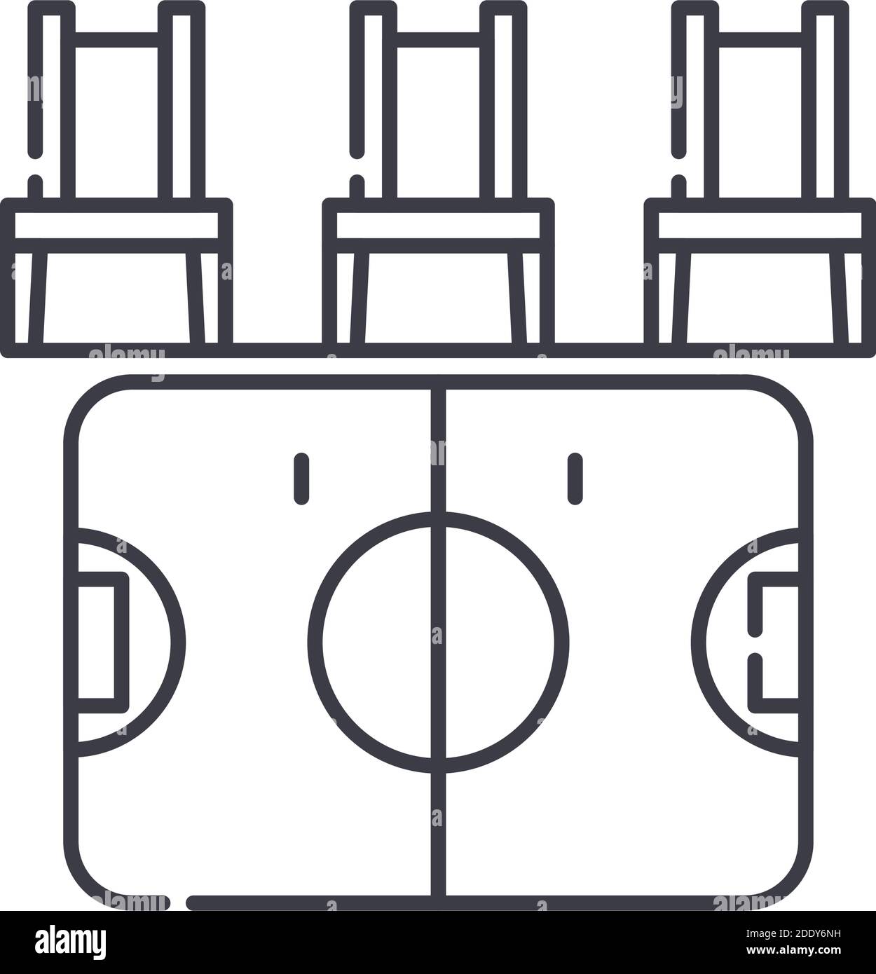 Fußballplatz Stuhl Symbol, lineare isolierte Illustration, dünne Linie Vektor, Web-Design-Zeichen, Kontur Konzept Symbol mit editierbaren Strich auf weiß Stock Vektor