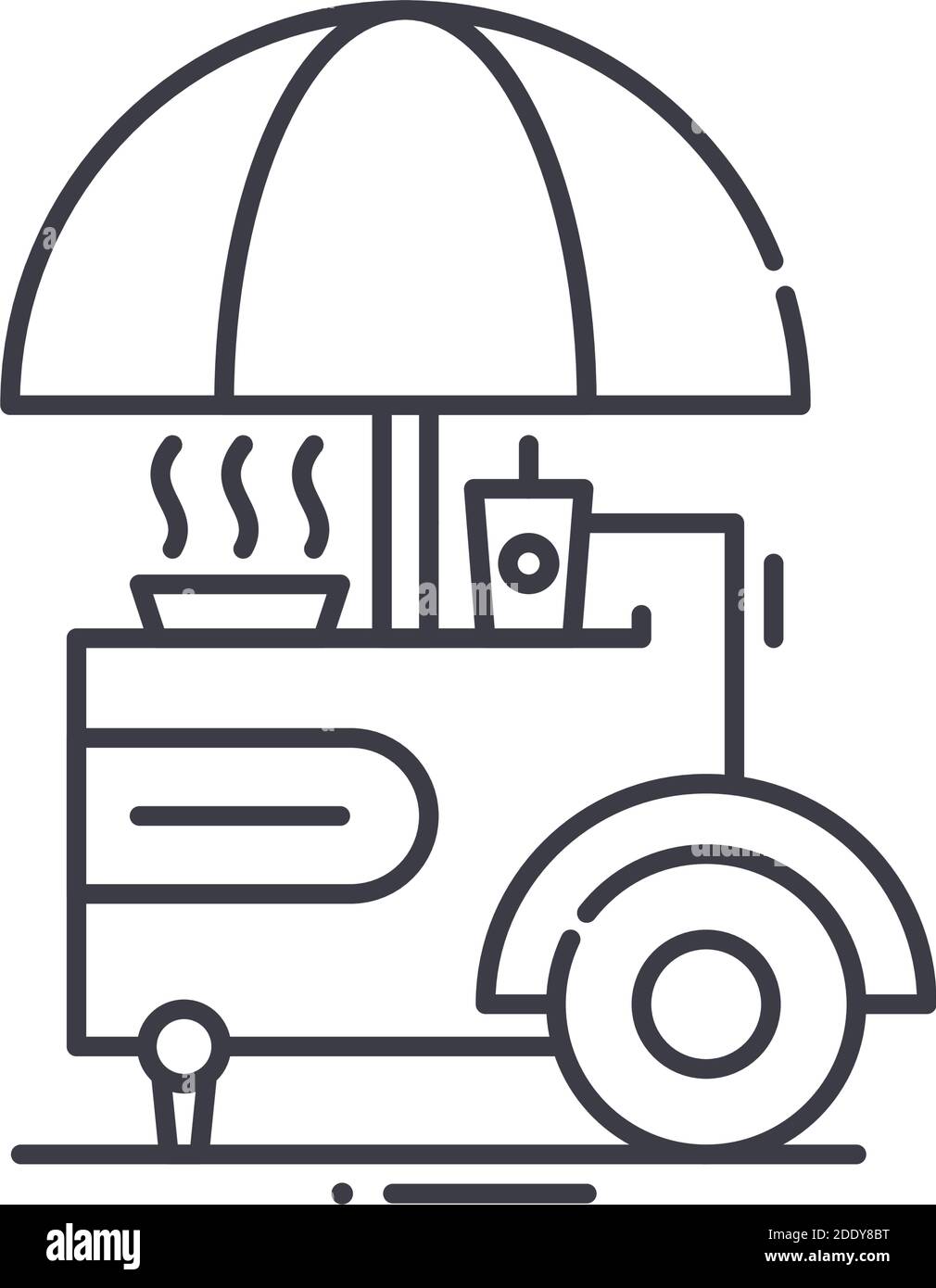 Food Cart Symbol, lineare isolierte Illustration, dünne Linie Vektor, Web-Design-Zeichen, Kontur Konzept Symbol mit editierbaren Strich auf weißem Hintergrund. Stock Vektor